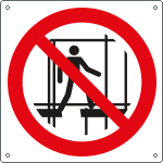 E1349W - cartello divieto uso impalcatura incompleta solo simbolo EN ISO 7010