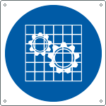 E1363W - Cartello obbligo controllare le protezioni solo simbolo EN ISO 7010