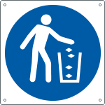 E1377W - Cartello obbligo versare i rifiuti nell'apposito conten.EN ISO 7010