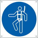 E1379W - Cartello obbligo usare l'imbracatura solo simbolo EN ISO 7010