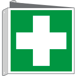 E15101BIW - cartello bifacciale solo simbolo pronto soccorso EN ISO 7010