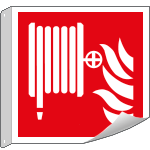 E15115BFLX - Cartello bifacciale flessibile solo simb.Lancia antincendio EN ISO7010