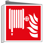 E15115BIY - cartello bifacciale Lancia antincndio EN ISO 7010