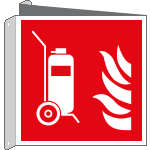 E15165BIX - cartello bifacciale estintore carrellato EN ISO 7010 F009