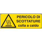 E17121KS - Etichetta adesiva pericolodi scottature colla a caldo EN ISO 7010