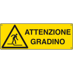 E17148K - Cartello pericolo attenzione gradino EN ISO 7010