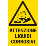 E1721X - Cartello pericolo attenzione liquidi corrosivi EN ISO 7010