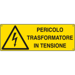 E1736KS - Etichetta adesiva pericolo trasformatore in tensione EN ISO 7010
