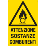 E1762X - Cartello pericolo attenzione sostanze comburenti EN ISO 7010