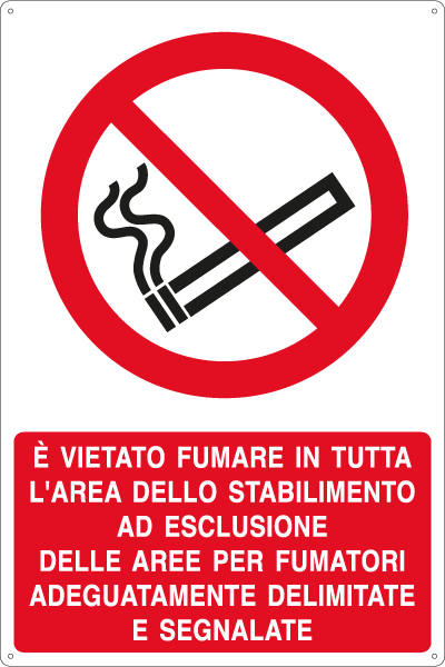 E18035Y - Cartello divieto fumare in tutta area stabilimento EN ISO 7010