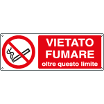 E1803K - Cartello vietato fumare oltre questo limite EN ISO 7010
