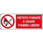 E1822KS - Etichetta adesiva vietato fumare usare fiamme libere EN ISO 7010