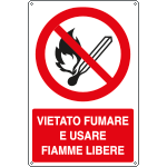 E1822Y - Cartello divieto vietato fumare usare fiamme EN ISO 7010