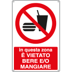 E1879X - Cartello divieto vietato bere e mangiare EN ISO 7010