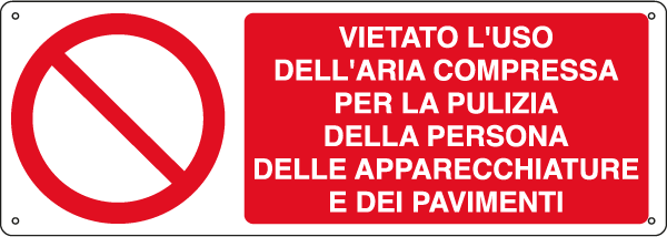 E1899KS - Etichetta vietato uso aria compressa per la pulizia EN ISO 7010