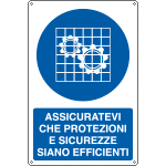 E1913X - cartello controllare efficienza protezioni sicurezza EN ISO 7010