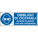 E1938K - Cartello obbligo occhiali durante la pulizia..EN ISO 7010