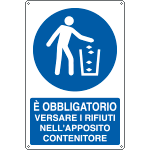 E1946X - cartello versare rifiuti negli appositi contenitori EN ISO 7010
