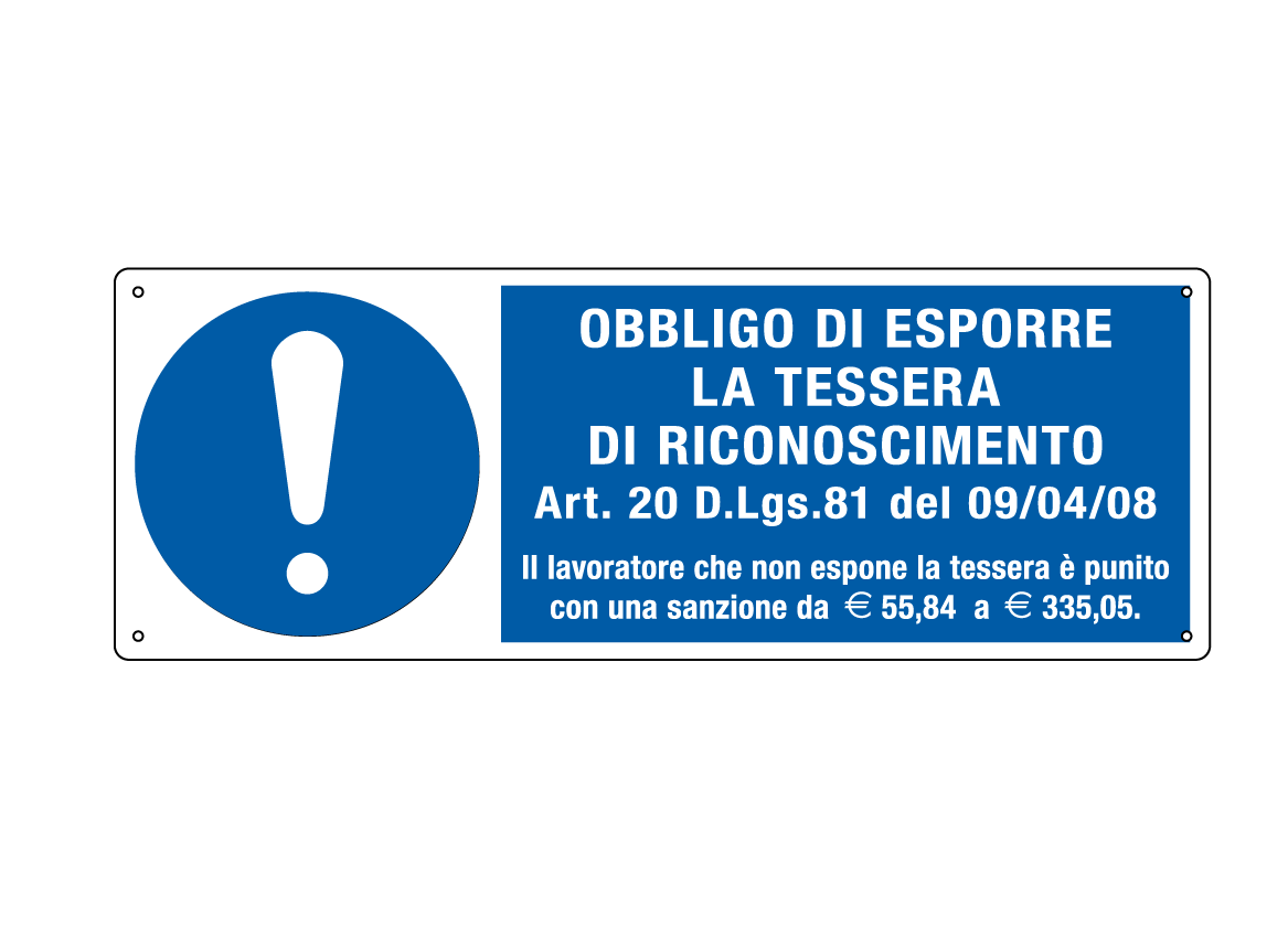 E1974K - Cartello obbligo esporre tessera riconoscimento EN ISO 7010