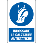 E19990X - cartello indossare le calzature antistatiche  EN ISO 7010