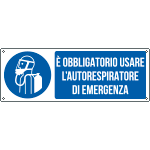 E19991K - cartello obbligo usare l'autorespiratore di emergenza EN ISO 7010