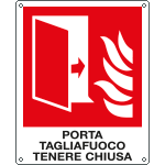 E201391WS - Etichetta autoadesiva PORTA TAGLIAFUOCO TENERE CHIUSA EN ISO 7010