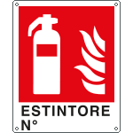 E20150W - Cartello antincendio estintore n. simbolo+testo EN ISO 7010