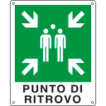 E20173W - Cartello emergenza punto di ritrovo simbolo+testo EN ISO 7010