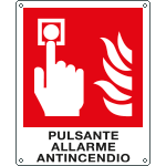 E20174W - Cartello antincendio pulsante allarme antinc.simbolo+testo EN ISO 7010