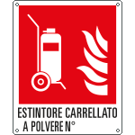 E20180X - Cartello antincendio estintore carrellato a polvere n. EN ISO 7010
