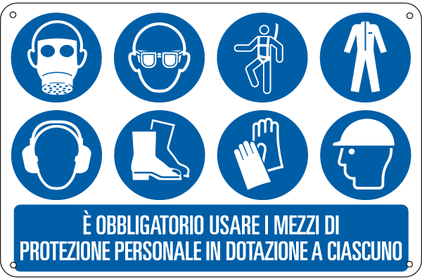 E2659 - Cartello obbligo usare mezzi di protezione personale EN ISO 7010