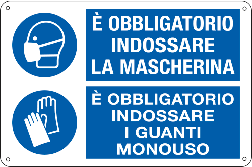 E2662 - Cartello obbligo Indossare mascherina e guanti monouso EN ISO 7010
