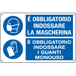E2662 - Cartello obbligo Indossare mascherina e guanti monouso EN ISO 7010