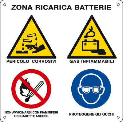 E28201K - Cartello Zona di ricarica batterie EN ISO 7010