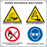 E28201K - Cartello Zona di ricarica batterie EN ISO 7010