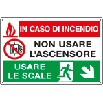 E2940 - Cartello multisimbolo In caso di incendio discesa destra EN ISO 7010