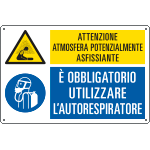 E29446 - Cartello multisimbolo atmosfera potenzialmente asfissiante EN ISO 7010