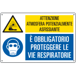 E29448 - Cartello multisimbolo atmosfera potenzialmente asfissiante EN ISO 7010