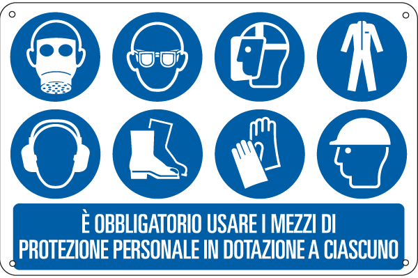 E3123 - Cartello obbligo usare i mezzi di protezione personale EN ISO 7010