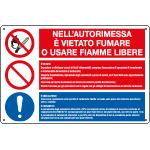 E35692 - Cartello multisimbolo VIETATO FUMARE O USARE FIAMME....EN ISO 7010