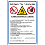 E3810 - Cartello multisimbolo norme comportamento "deposito gasolio"