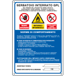 E3811 - Cartello multisimbolo norme comportamento "Serbatoio"