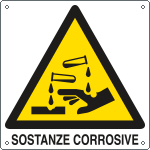 E400502KS - Etichetta adesiva pericolo sostanze corrosive EN ISO 7010