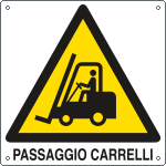 E400902KS - Etichetta adesiva pericolo passaggio carrelli EN ISO 7010