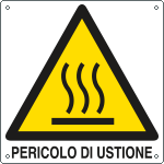 E403902KS - Etichetta pvc autoadesivo pericolo ustione EN ISO 7010