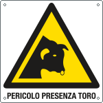 E40801W - cartello pericolo presenza toro EN ISO 7010