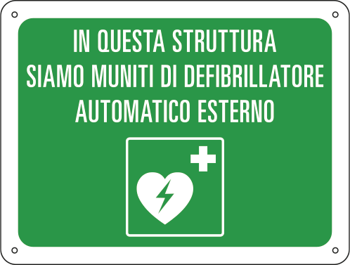 E4810 - cartello IN QUESTA STRUTT. SIAMO MUNITI DI DEFIBRILLATORE EN ISO 7010