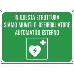 E4810S - Etichetta IN QUESTA STRUTT. SIAMO MUNITI DI DEFIBRILLATORE EN ISO 7010