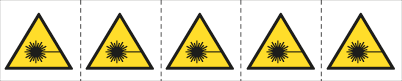 E49610MS - foglio n.5 etichette adesive 60x60 Pericolo laser......EN ISO7010