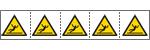 E49614MS - foglio n.5 etichette adesive 60x60 Pericolo zona scivolosa..EN ISO7010